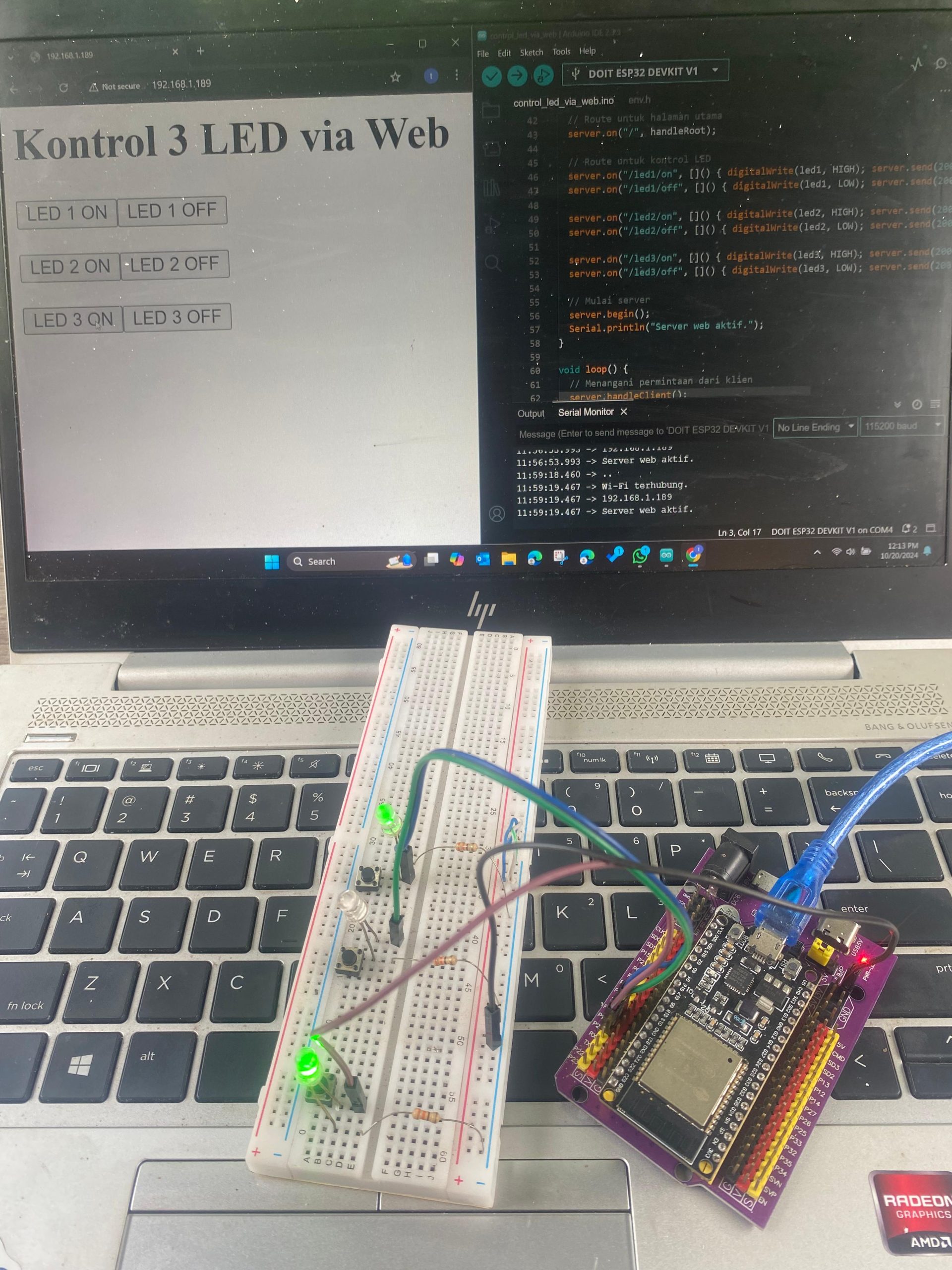 control led via web - esp32